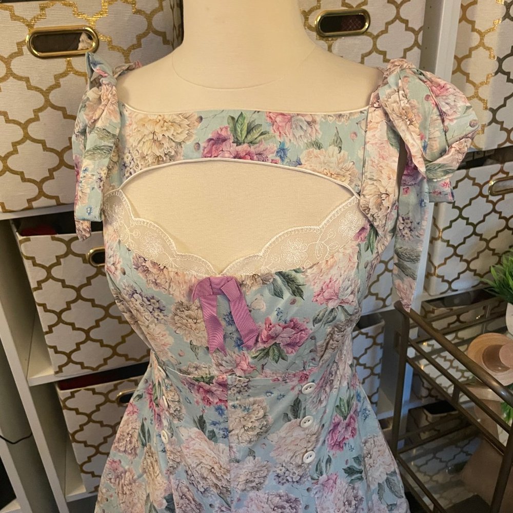 Kitten D' Amour Women's Floral Print Short Romper Blue/Pink Size small - Picture 6 of 10